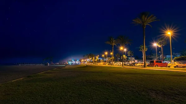 Roquetas Mar Španělsko Srpna 2021 Beach Bar Oslavě Hvězdné Noci — Stock fotografie