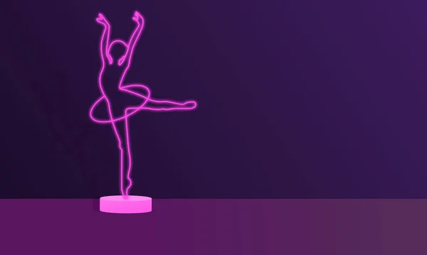 Neon Dança Mulher Bailarina Balé Ilustração — Vetor de Stock