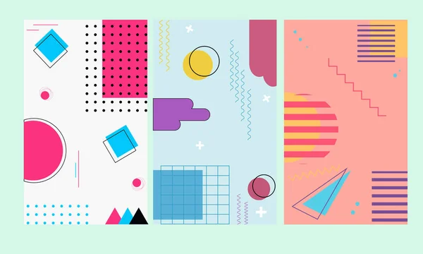 memphis stili 80 'ler parlak geometri soyutlaması banner kartpostal desenli arka plan sıçrattı
