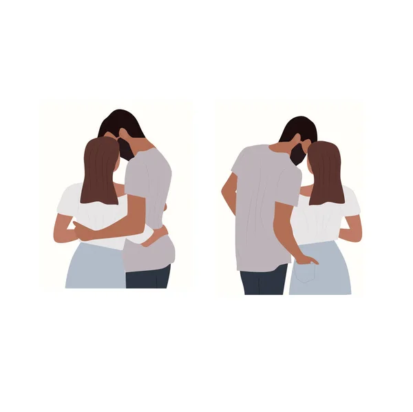 Birbirine aşık bir çift. Çift kucaklaşması. Bir adam ve bir kız kucaklaşıyor. Minimalizm tarzında bir çift. Pankart için çizim yapıyorum. Elbise baskısı. Aşıkların hademesi. Aşıklar arka planı