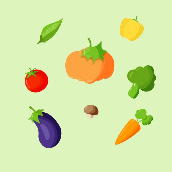 蔬菜为背景 健康食品 网站的图标 班纳南瓜 西红柿 胡萝卜 — 图库矢量图片