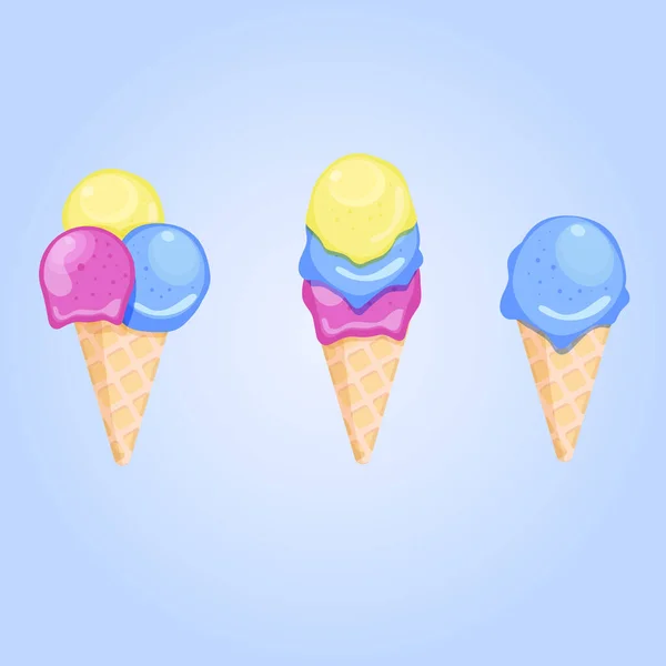 Sada Zmrzliny Zmrzlinový Pohár Koulema Léto Horko Plakát Prapor Plakát — Stockový vektor