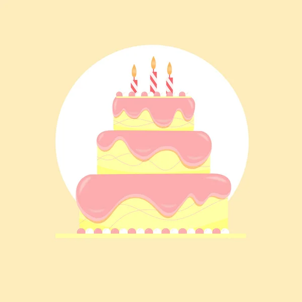 Gâteau Jaune Gâteau Anniversaire Carte Postale Boulangerie Pour Boulangerie Magasin — Image vectorielle