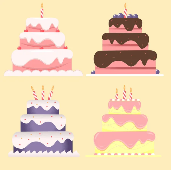 Cake Set Cake Sweets Birthday Cake Bakery Bakery Set Icons — Stock Vector