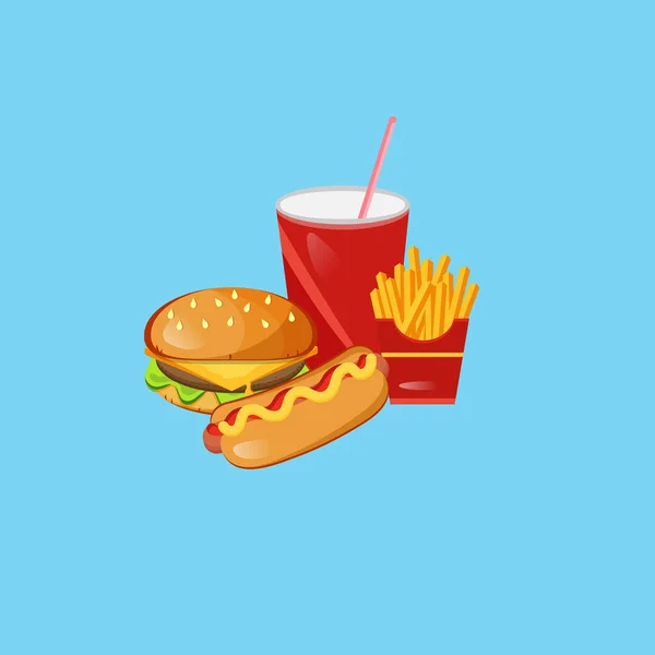 Fast Food Fast Food Poster Delivery Cafe Burger Coca Cola — Vettoriale Stock