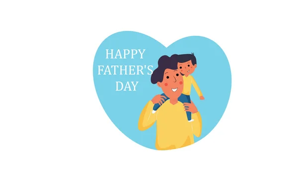 Vatertag Plakat Für Den Urlaub Vater Und Sohn Spazieren Illustration — Stockvektor