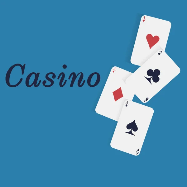 Poker Casino Cards Aces Blue Background — Stock Vector