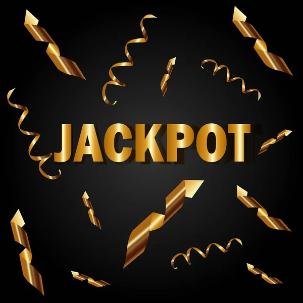 Casino Poker Roleta Jackpot Saudação Serpentina Ouro — Vetor de Stock