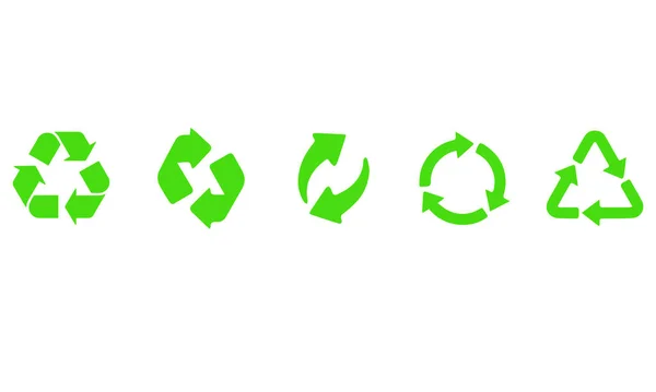 Reciclar Icono Conjunto Reciclaje Color Verde — Archivo Imágenes Vectoriales