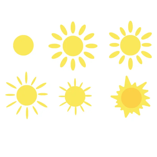 Set Yellow Sun Icons — ストックベクタ