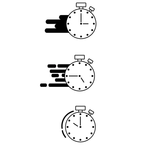 Set Black White Timer Icons Timer Stopwatch Icons Collection Countdown — Stock Vector