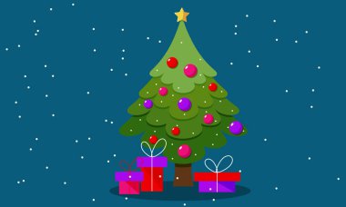 Hediyelerle dolu bir Noel ağacı.