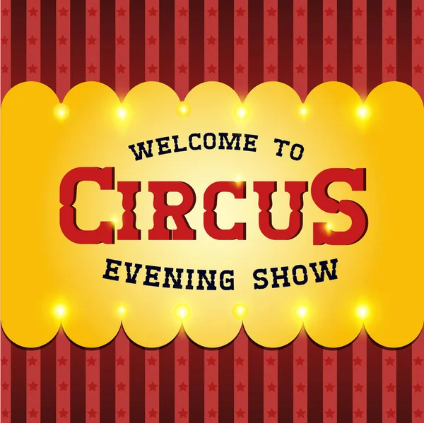 Zirkusticket Einladung Auf Rotem Hintergrund Plakat Willkommen Nachtshow — Stockvektor