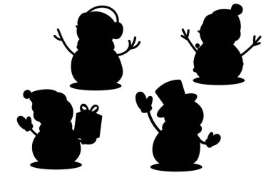 Snowman character silhouettes for winter design