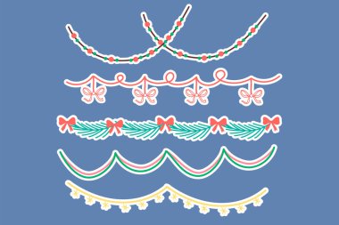 Parlak dekoratif kış sınırlarıyla süslenmiş Noel çelengi etiketi.