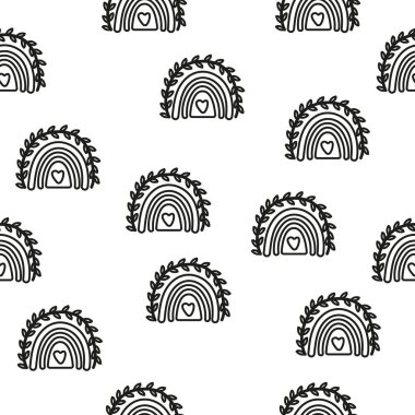 Minimum çizgili siyah boho gökkuşağı pürüzsüz desen