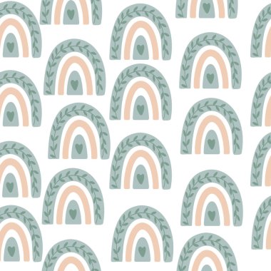 Sage boho gökkuşağı pürüzsüz desen ve tuhaf eğimli düzen