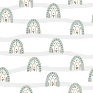 Sessiz bilge palette yumuşak çizgili gökkuşağı deseni.