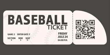 Kart beysbol bileti modern kabul QR tasarımı