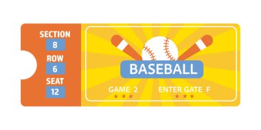 Kart beysbol bileti oyunu sarı retro tarzı