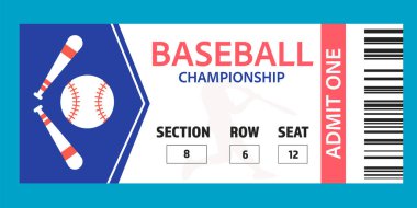 Kart beyzbol bileti. Tasarım asgari düzeyde.