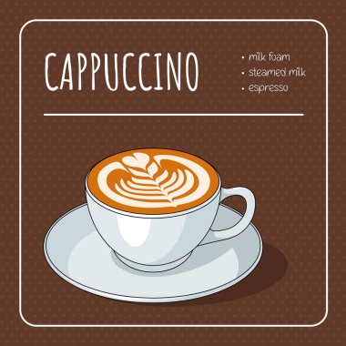 Bir fincan kapuçino. Vektör illüstrasyonu