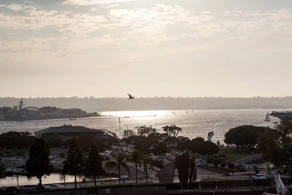 Blick Aus Der Vogelperspektive Auf Die Insel Coronado Der Abenddämmerung — Stockfoto