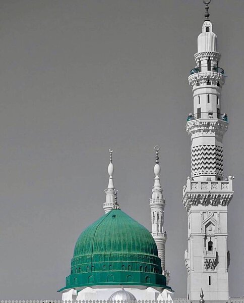 Потрясающий вид на зеленый купол # masjid al nabavi # Medina