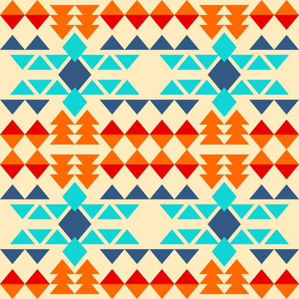 Натуральный Бесшовный Рисунок Ромбов Треугольников Полном Цвете Синий Голубой Оранжевый — стоковый вектор