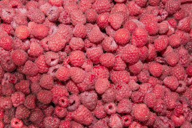 Taze olgun kırmızı ahududular sağlıklı beslenme ve tasarım kullanımı için tam çerçeve arkaplan dokusu