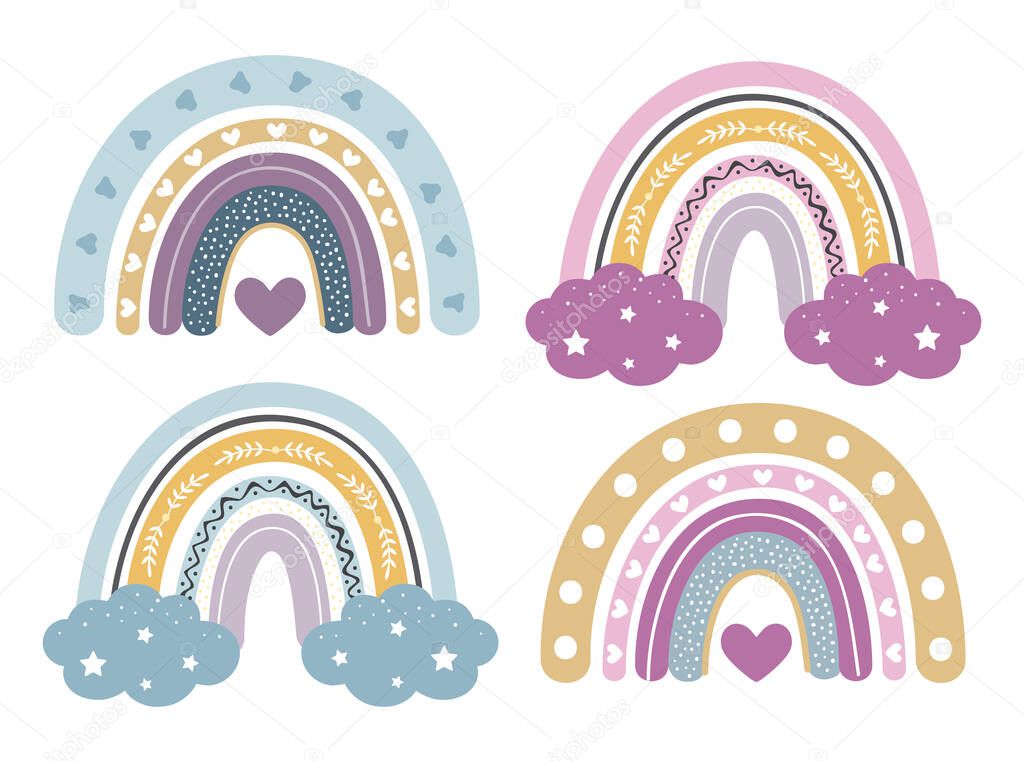 Baby rainbow svg file Set of nursery rainbow clipart childrens wall graphics for cutting machine and printers