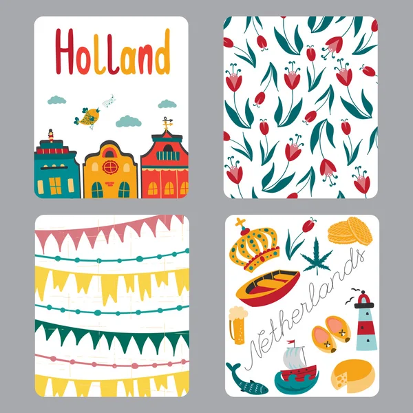 Países Bajos conjunto de tarjetas — Archivo Imágenes Vectoriales