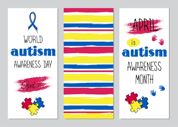 Conjunto de banderas de conciencia del autismo — Vector de stock