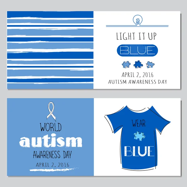 Conjunto de banderas de conciencia del autismo — Vector de stock