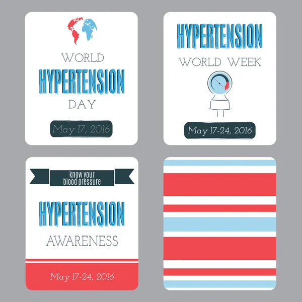 Conjunto de tarjetas de hipertensión — Vector de stock