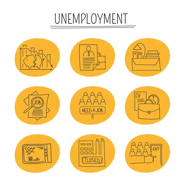 Symbole für die Arbeitslosenquote gesetzt — Stockvektor