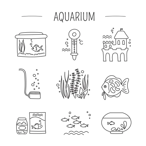 Juego de cuidado del acuario — Vector de stock