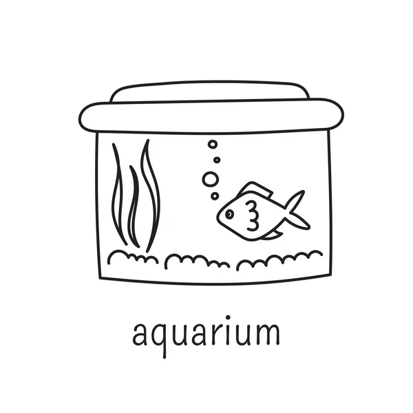 Aquarium dunne lijn pictogram — Stockvector