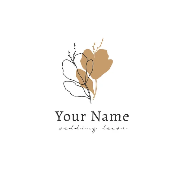 Modèle de logo avec icône florale dessinée à la main. Illustration vectorielle simple fleur. — Image vectorielle
