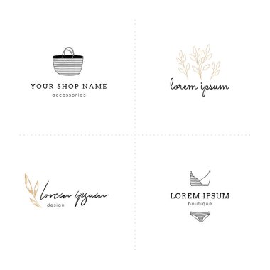 El çizimi yaz simgeleriyle vektör logo şablonları.