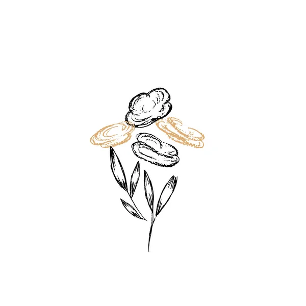 Vektor trädgård blommor bukett. Enkel handritad illustration med blommor. — Stock vektor