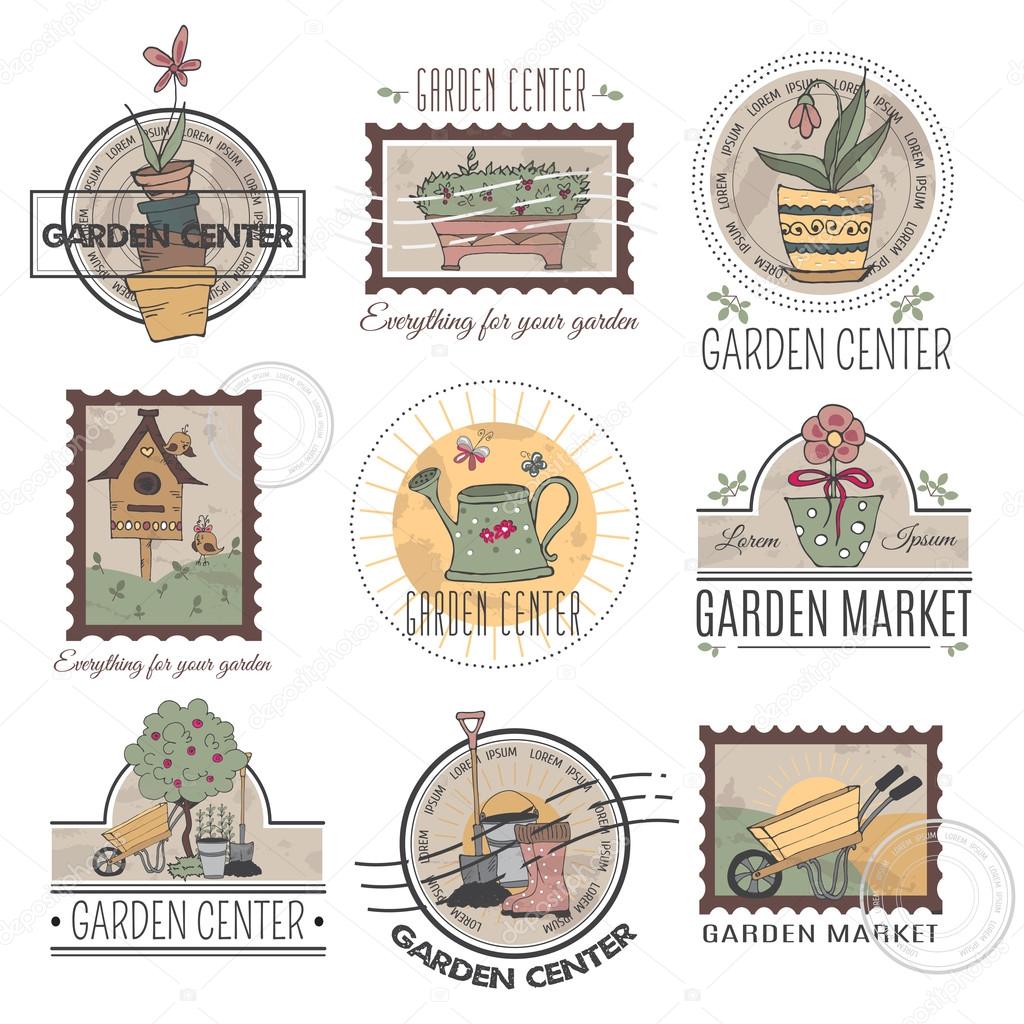 Garden center logo set
