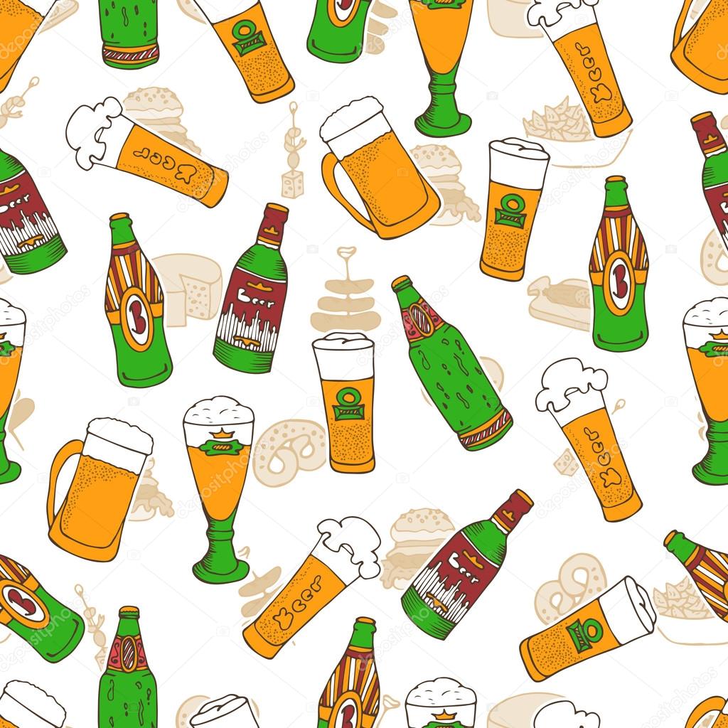 Beer festival doodle pattern