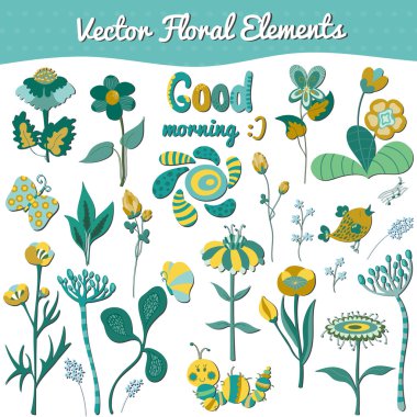 Çiçek elementleri seti