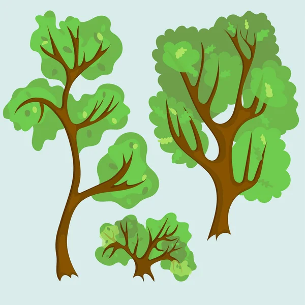 Colección Temática Árbol Ilustración Vectorial Eps10 — Vector de stock