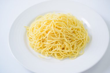 Spaghetti with white background.