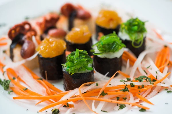 Sushi-Stücke Kollektion, auf weißem Hintergrund — Stockfoto