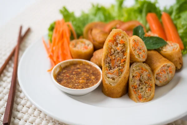 Spring Rolls with Pork Dish white background. — Stock Photo, Image