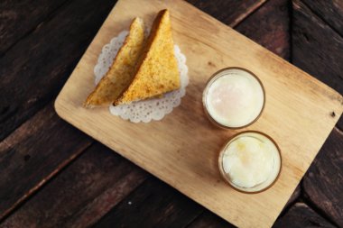 Boiled eggs,soft-boiled egg  and bread Yuan