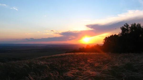 Pôr Sol Campo — Fotografia de Stock